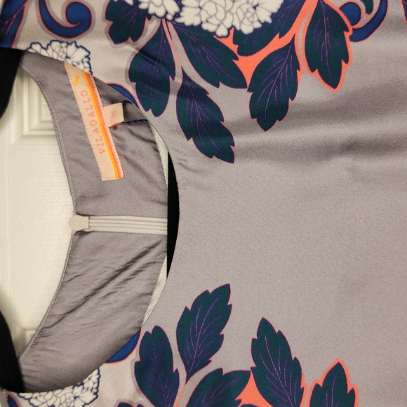 NWT  Nordstrom Vilagallo Silk Gray Blue Pink Floral 3/4 Sleeves Sheath Size 36 - Picture 4 of 15